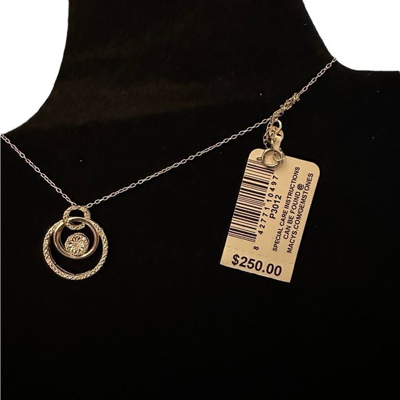 R H Macy & Co Diamond Triple Circle 18" Pendant Necklace (1/10 ct. t.w.) - Picture 6 of 6